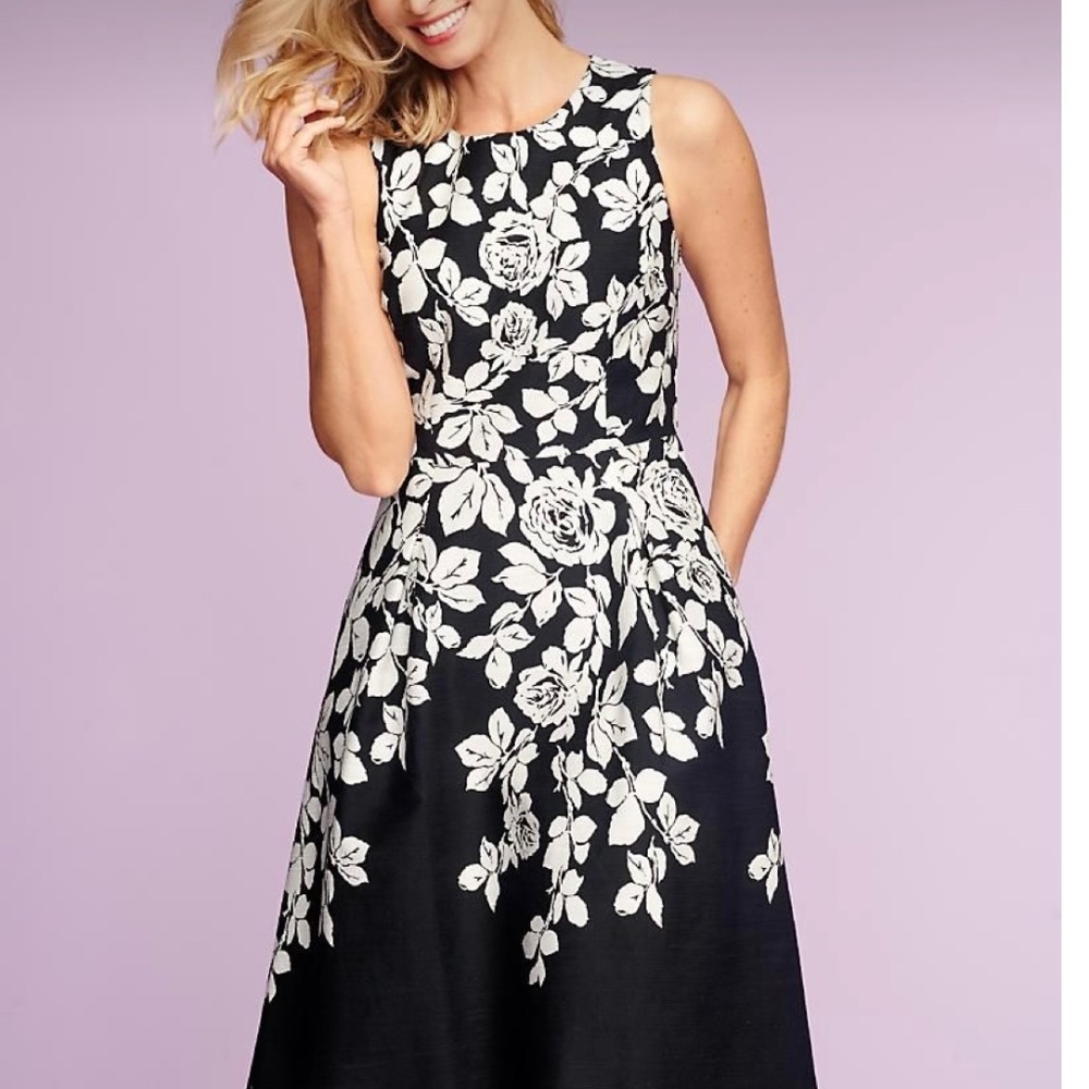 Talbots Black and White Dress 14W